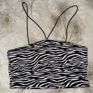 Forever 21 Black and White Zebra Camisole Crop Top